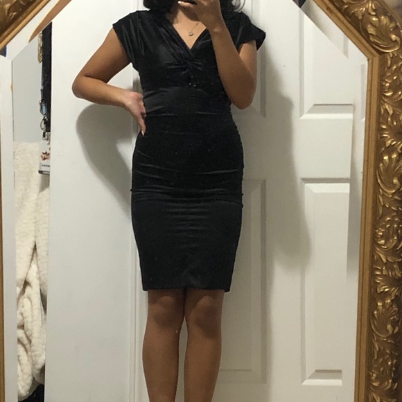 Mini Black Satin Dress - Picture 3 of 5